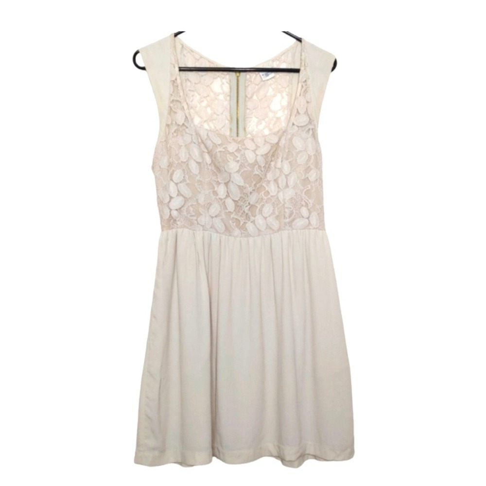 Cream Lace Bodice Sleeveless Mini Dress Lined Zip S Bridal Party Shower Romantic
